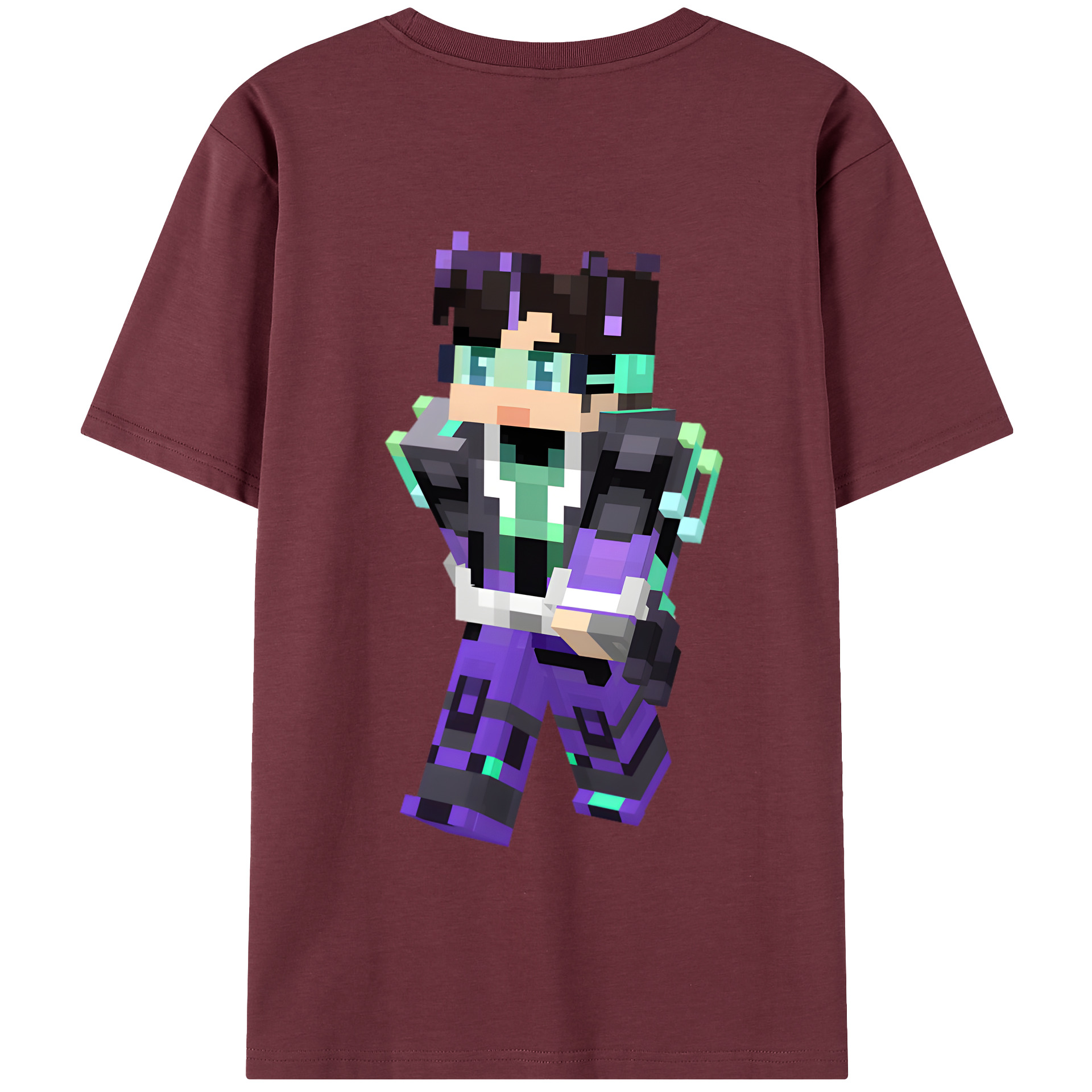 （画像用） マインクラフト ブロックの世界 Minecraft MC Block world 綿100％半袖Tシャツ（背面プリント）